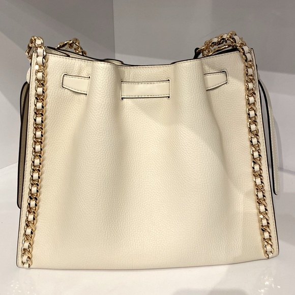 Michael Kors Mina Large Chain Shoulder Bag Tote Light Cream - Picture 6 of 11